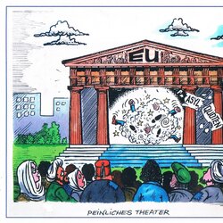 Karikatur von Waldemar Mandzel zu dem Thema Asyl-Quoten