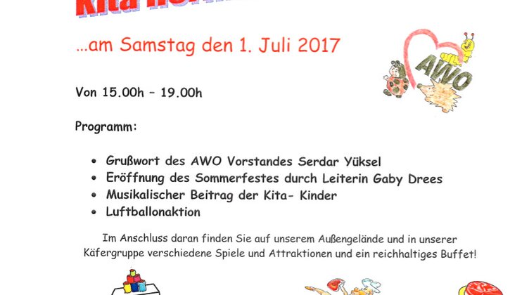 Einladung zum 25jährigen Jubiläum der Kita Hermannstraße - 01. Juli 2017, 15:00 Uhr, Programmablauf als Text und Bilder vom Angebot