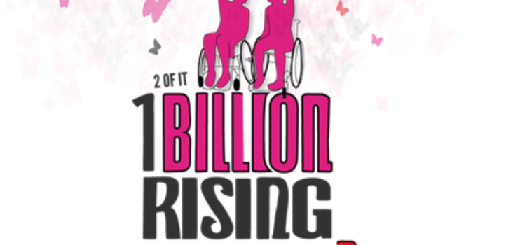 Logo One Billion Rising 2015 - Rollstühle symbolisieren den Aufruf an Frauen mit Einschränkungen