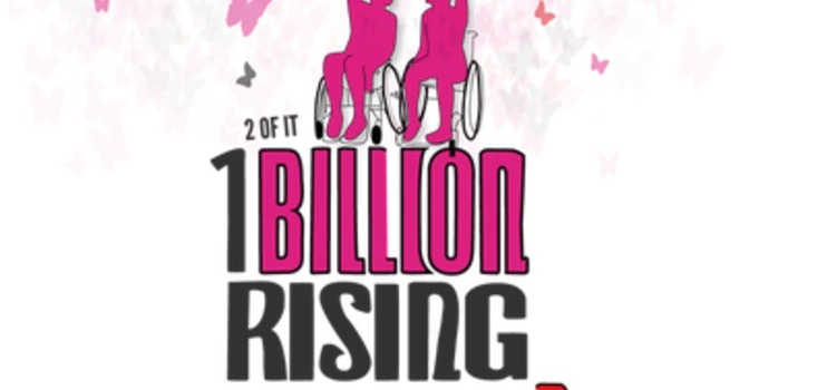Logo One Billion Rising 2015 - Rollstühle symbolisieren den Aufruf an Frauen mit Einschränkungen