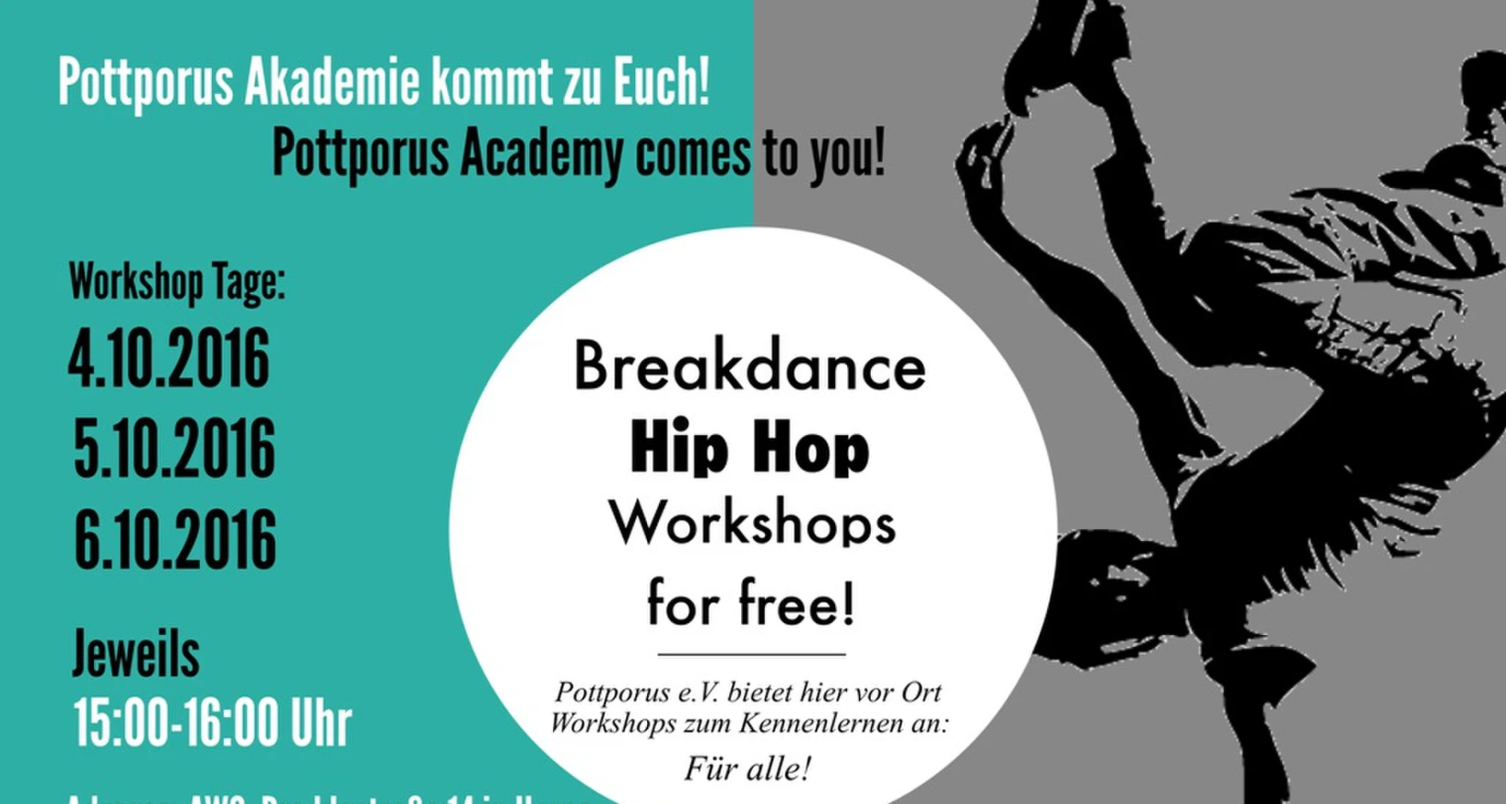 Ankündigungsplakat für ein Hip Hop Workshop