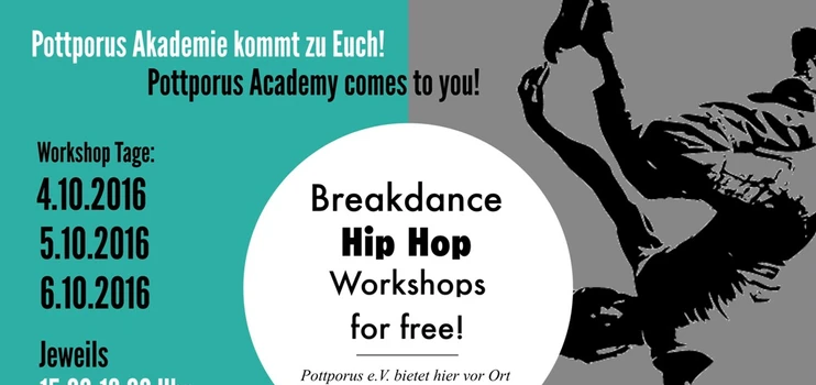 Ankündigungsplakat für ein Hip Hop Workshop