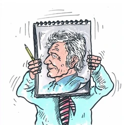 Selbstbildnis des Karikaturisten Waldemar Mandzel