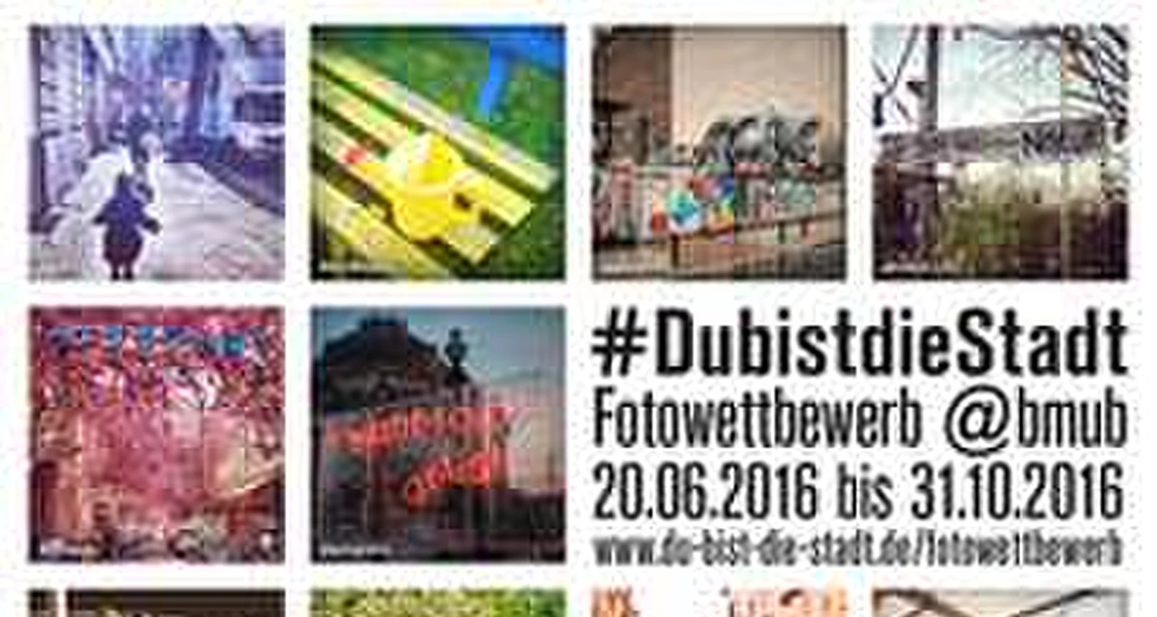 Fotocollage aus urbanen Bildern und Schriftzug Du bist die Stadt