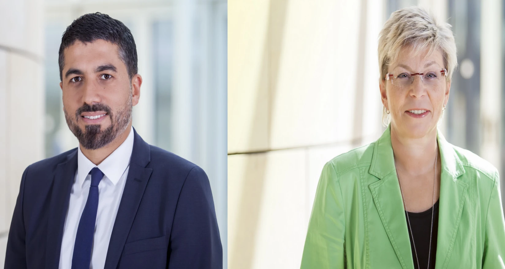 Portraits der Landtagsabgeordneten Yüksel (links) und Gödecke