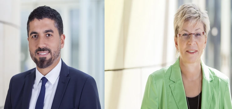 Portraits der Landtagsabgeordneten Yüksel (links) und Gödecke
